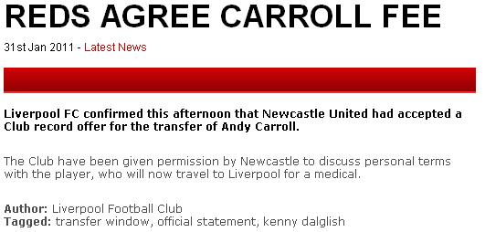 Reds agree Carroll fee - Liverpool FC_1296495953190