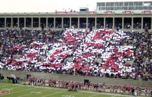 Harvard fans, seen here being outsmarted by Yale fans.