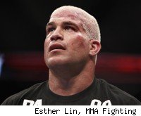 Tito Ortiz looks up in defeat after his UFC 133 loss to Rashad Evans.