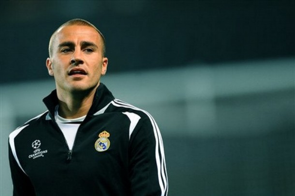 Real Madrid\'s Fabio Cannavaro looks on at a training session, ahead of Tuesday\'s Champions League soccer match against Juventus, in Turin\'s Olympic stadium, Italy, Monday, Oct. 20, 2008. (AP Photo/Massimo Pinca)